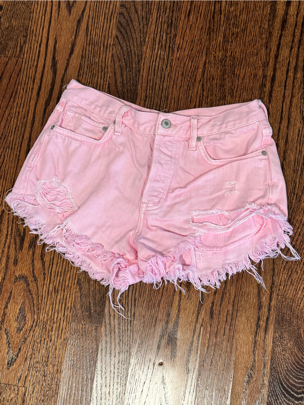 Women’s Free People Pink Distressed Women's Denim Shorts size 27